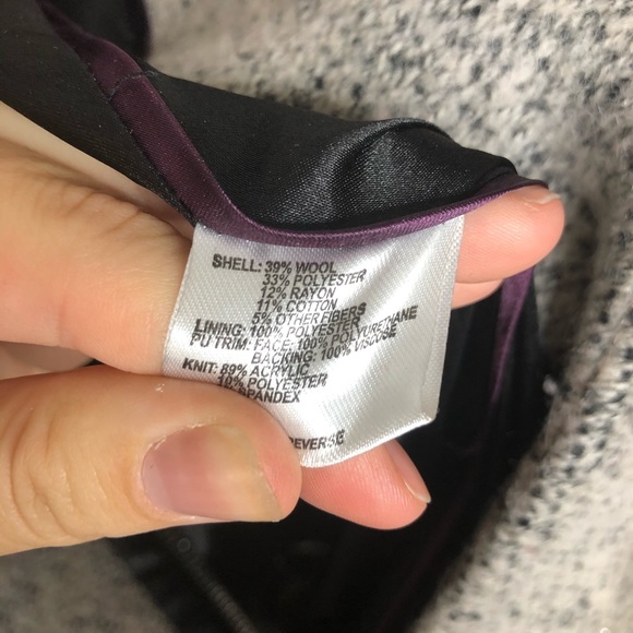 CALVIN KLEIN Faux Leather Trim Boucle Coat Medium - Picture 11 of 11